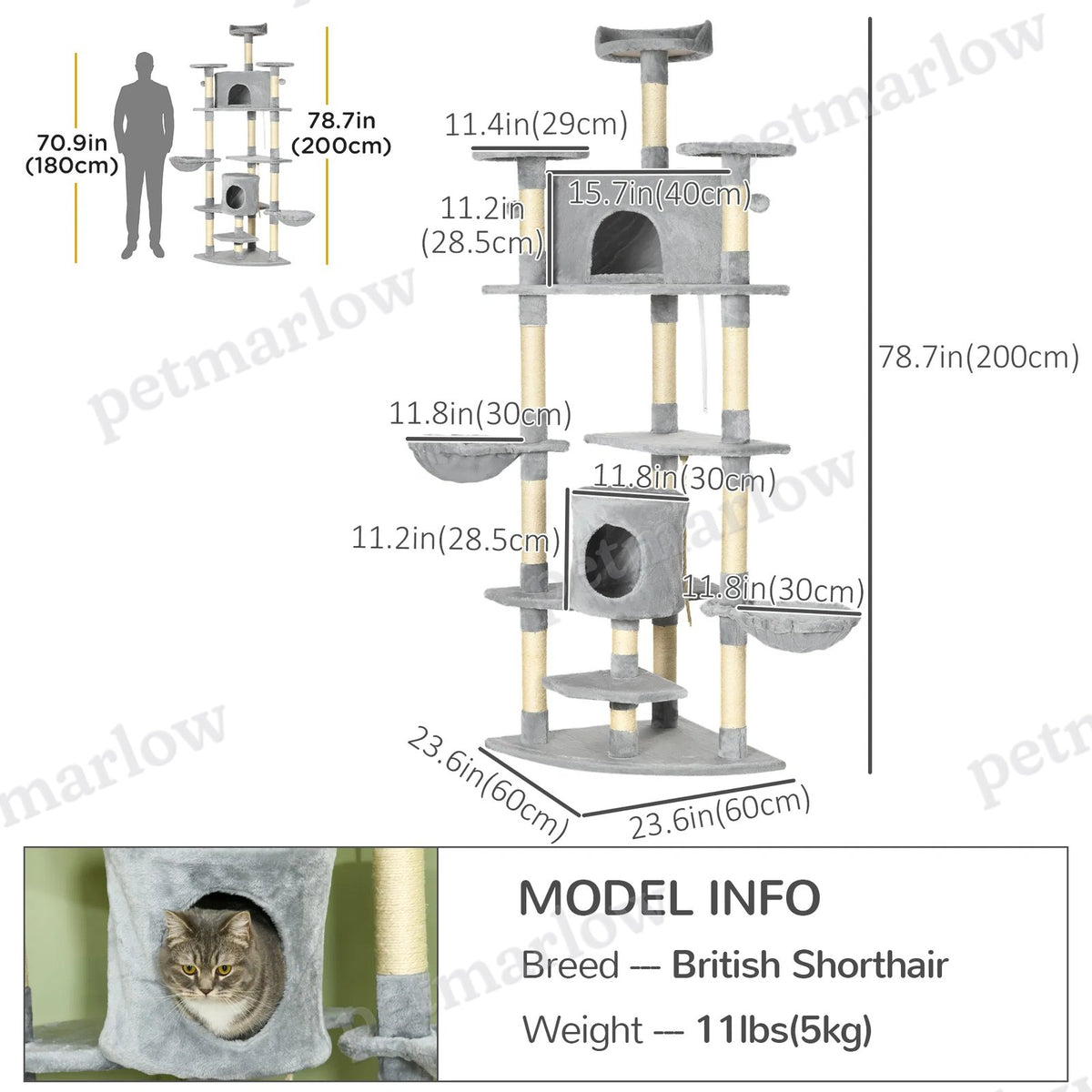 Multi-Level Cat Tree with Condos and Hammocks – view 4