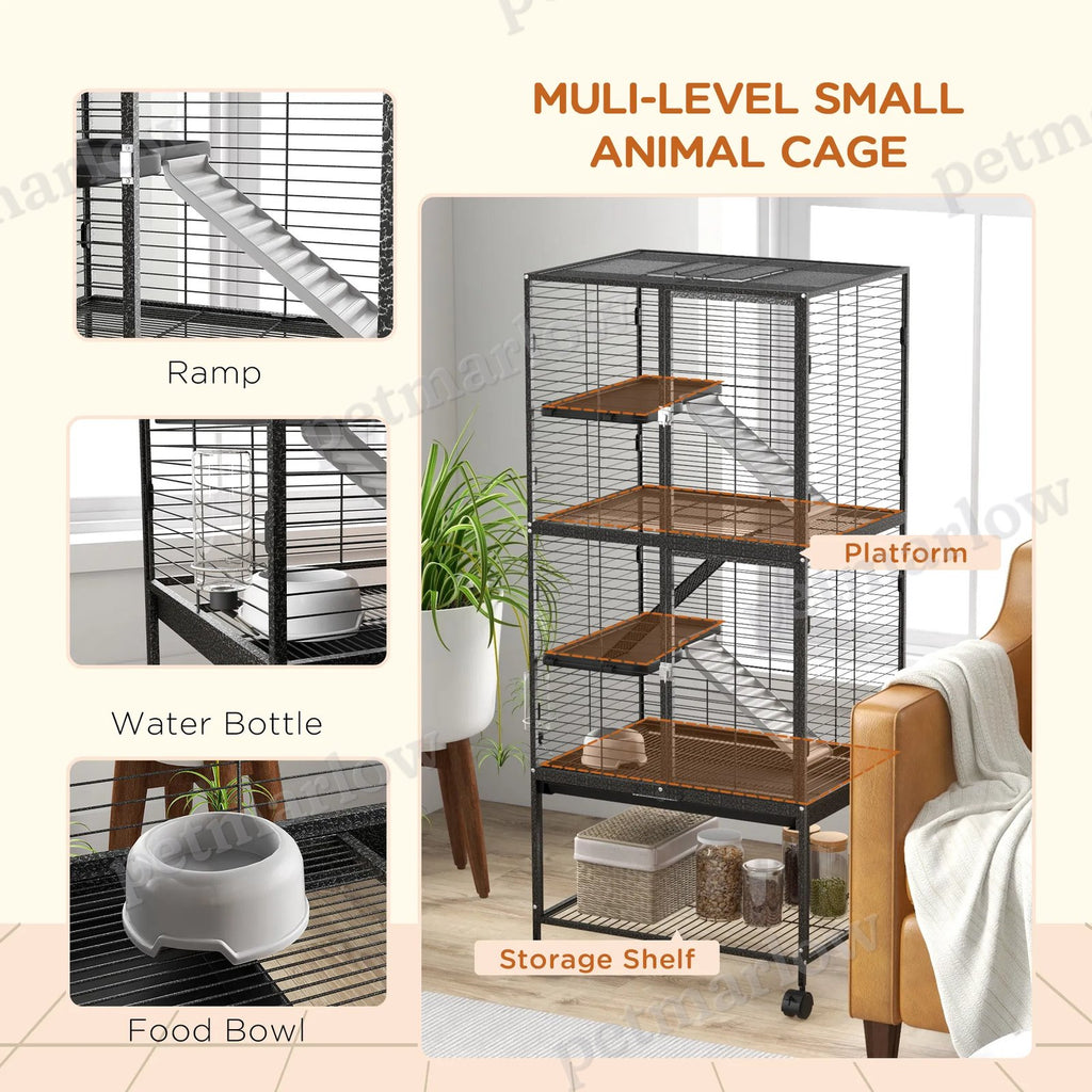 Multi-Tier Small Animal Cage with Wheels and Removable Tray – view 4