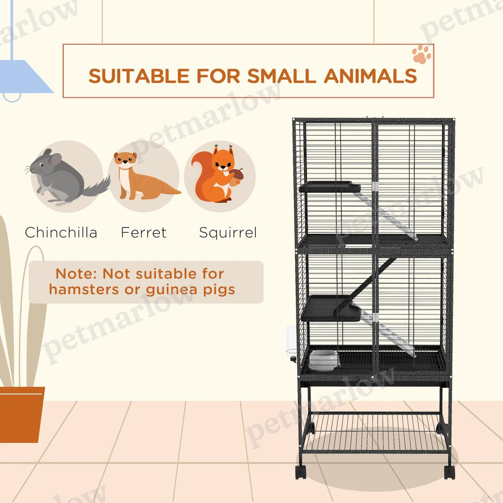 Multi-Tier Small Animal Cage with Wheels and Removable Tray – view 6