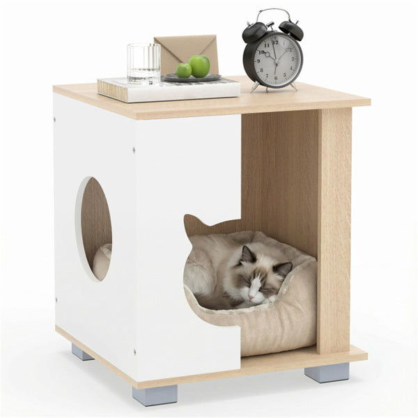 Multipurpose Wooden Cat House Nightstand