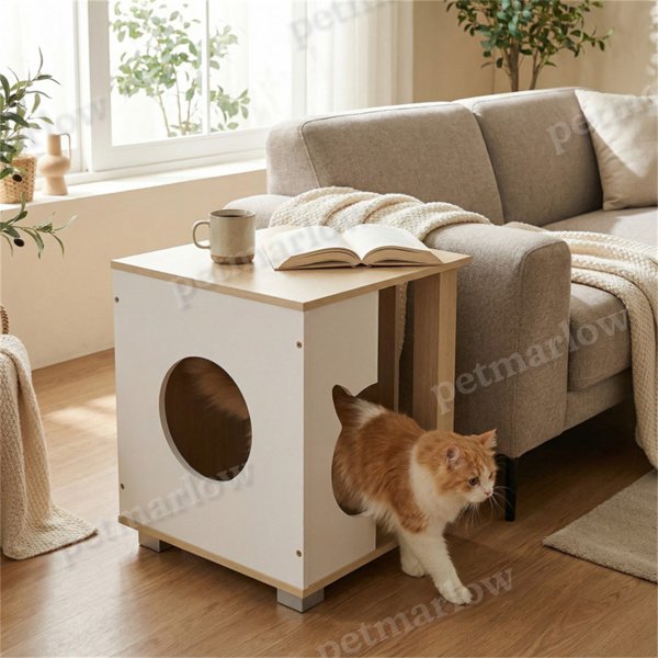 Multipurpose Wooden Cat House Nightstand – view 2
