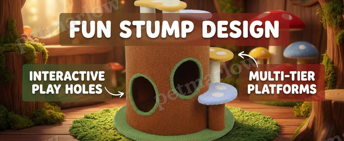 Mushroom Cat Tree with Condo and Plush Perches – view 2