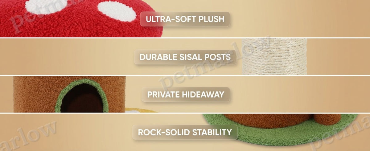 Mushroom Cat Tree with Condo and Plush Perches – view 3