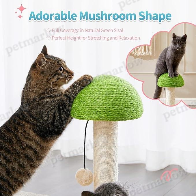 Mushroom Cat Scratching Post with Interactive Toy – view 2