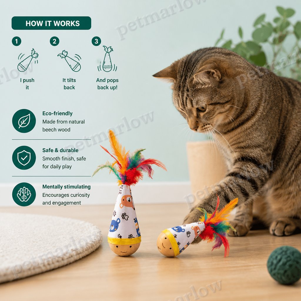 Natural Beech beech wood roly poly toy – view 3