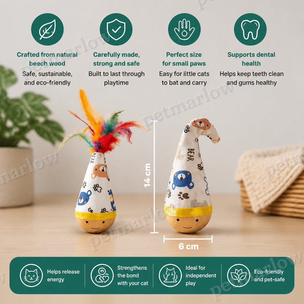 Natural Beech beech wood roly poly toy – view 6