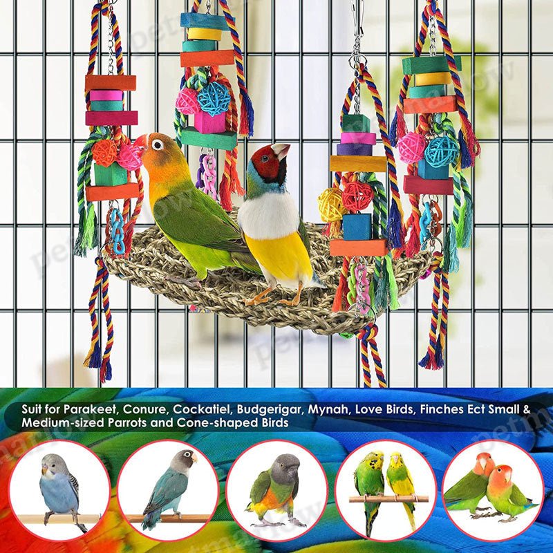Natural Grass Parrot Climbing Net Hammock For Medium Large Bird Cages – view 6