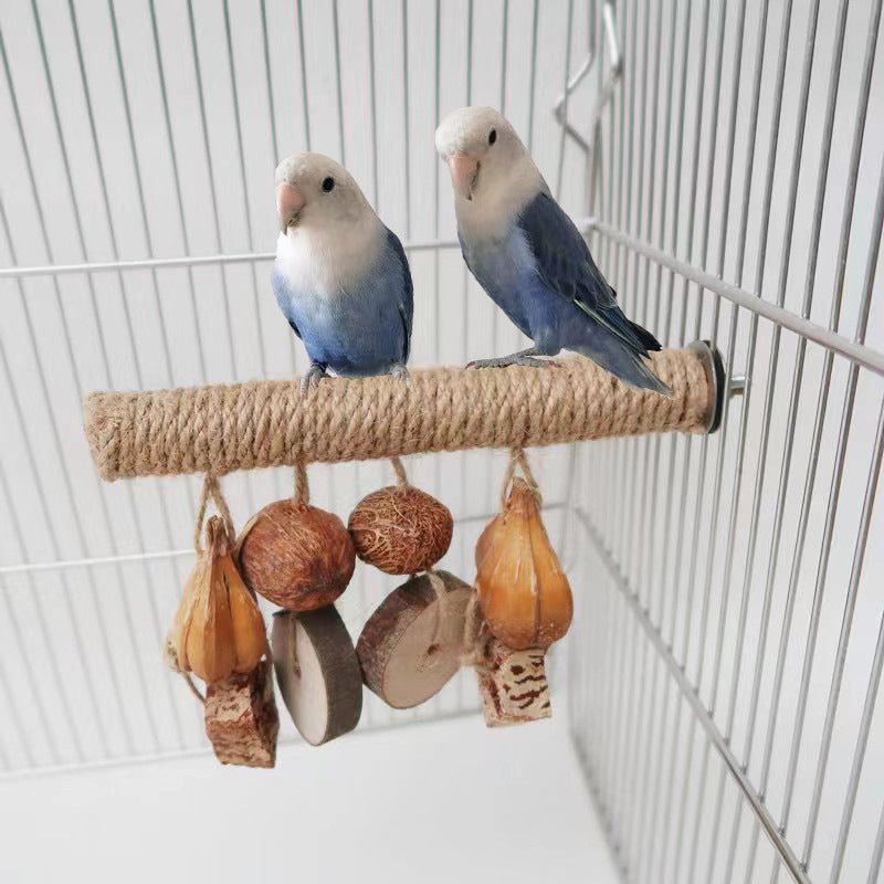 Natural Hemp Rope Hanging Parrot Toy For Colorful Bird Accessories