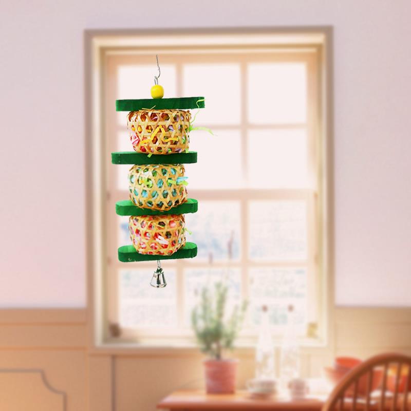 Natural Rattan And Wood Parrot Chew Toy Bird Cage Accessories