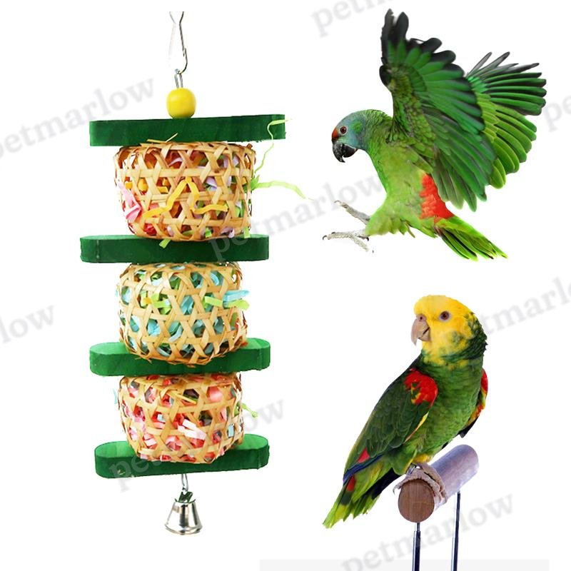 Natural Rattan And Wood Parrot Chew Toy Bird Cage Accessories – view 4