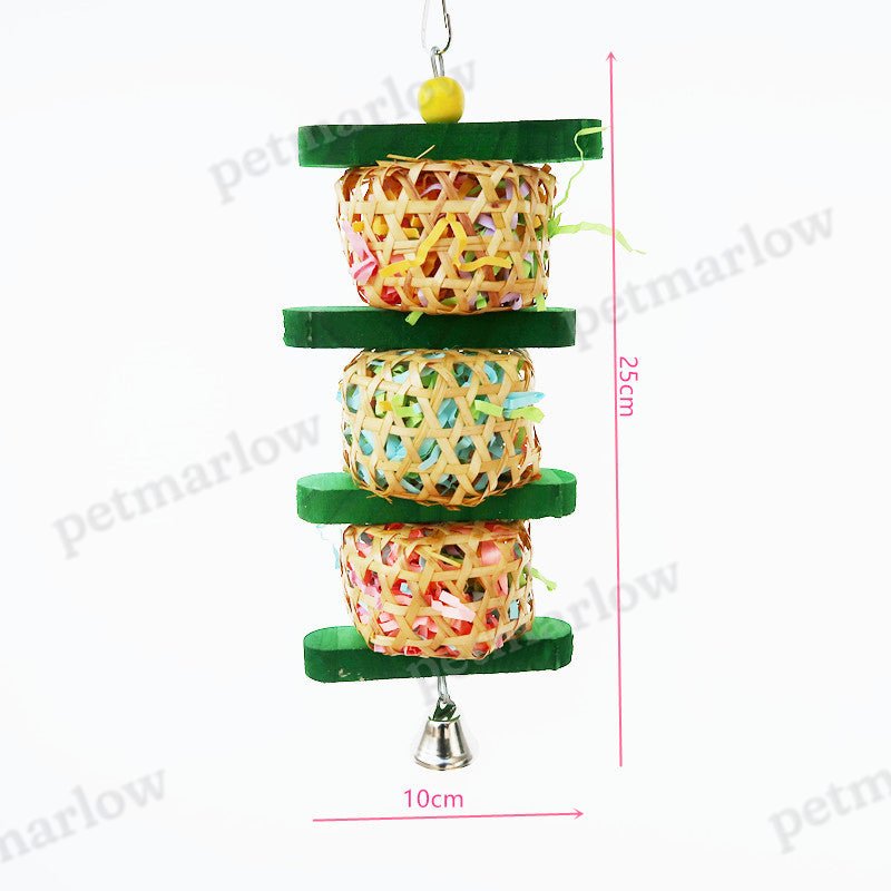 Natural Rattan And Wood Parrot Chew Toy Bird Cage Accessories – view 5