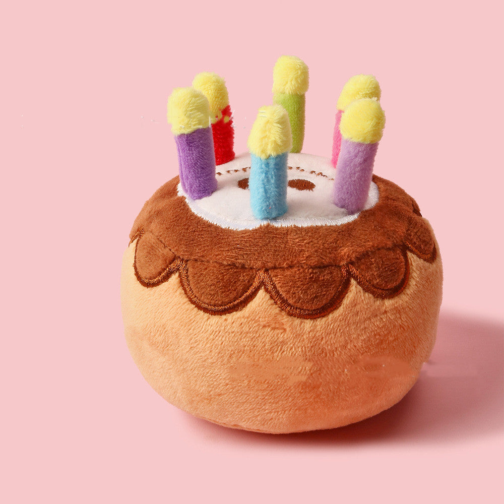 New Product Pet Plush Toy Pet Birthday Candle Cake – Brown