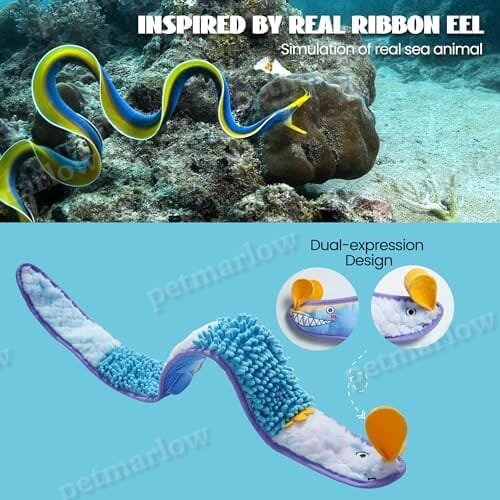 No Stuffing Eel Crinkle Dog Squeaky Toys – view 2