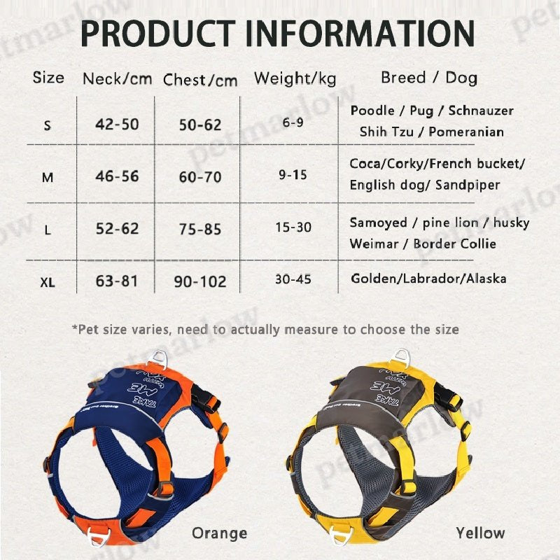 Nylon Dog Harness With Storage Bag Outdoor Adventure Safety Reflective Dog Vest – view 4