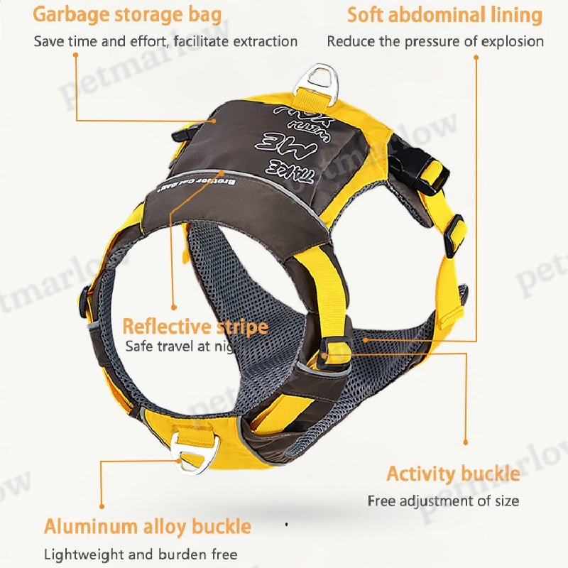 Nylon Dog Harness With Storage Bag Outdoor Adventure Safety Reflective Dog Vest – view 5