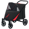 One-Click Foldable Dog Stroller for M, L Dogs – Black / 865x585x220 mm