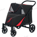 One-Click Foldable Dog Stroller for M, L Dogs – Black / 865x585x220 mm