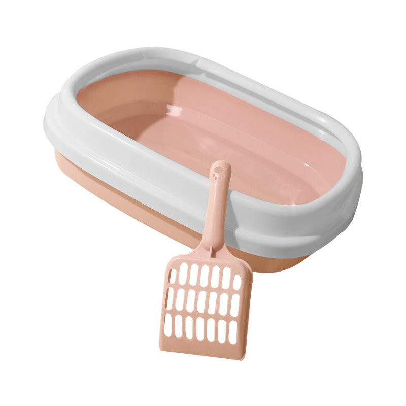 Open Cat Litter Tray with Scoop – Pink / Small