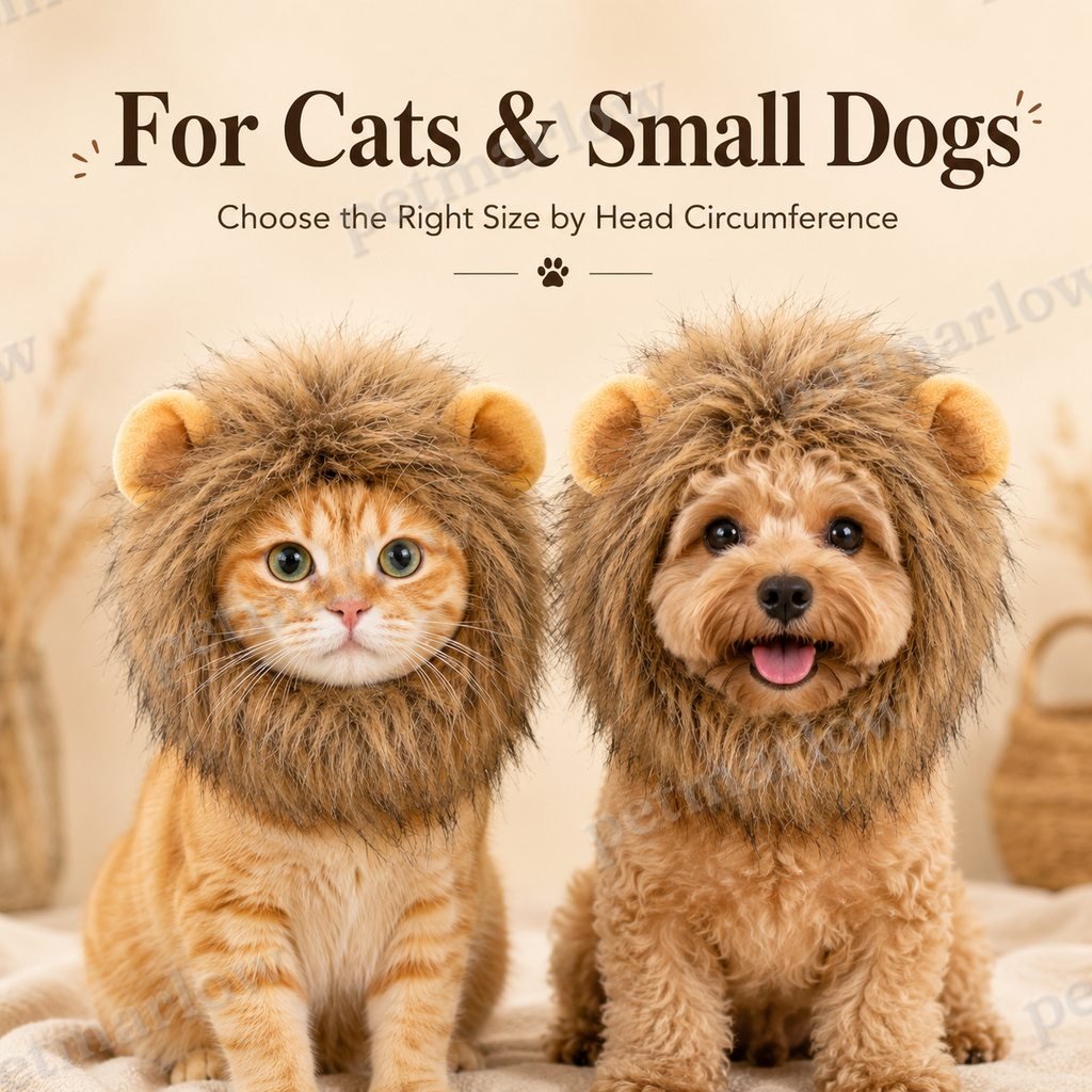 Open-Face Fluffy Faux Fur Lion Mane Headpiece (For Cats & Small Dogs) – view 4