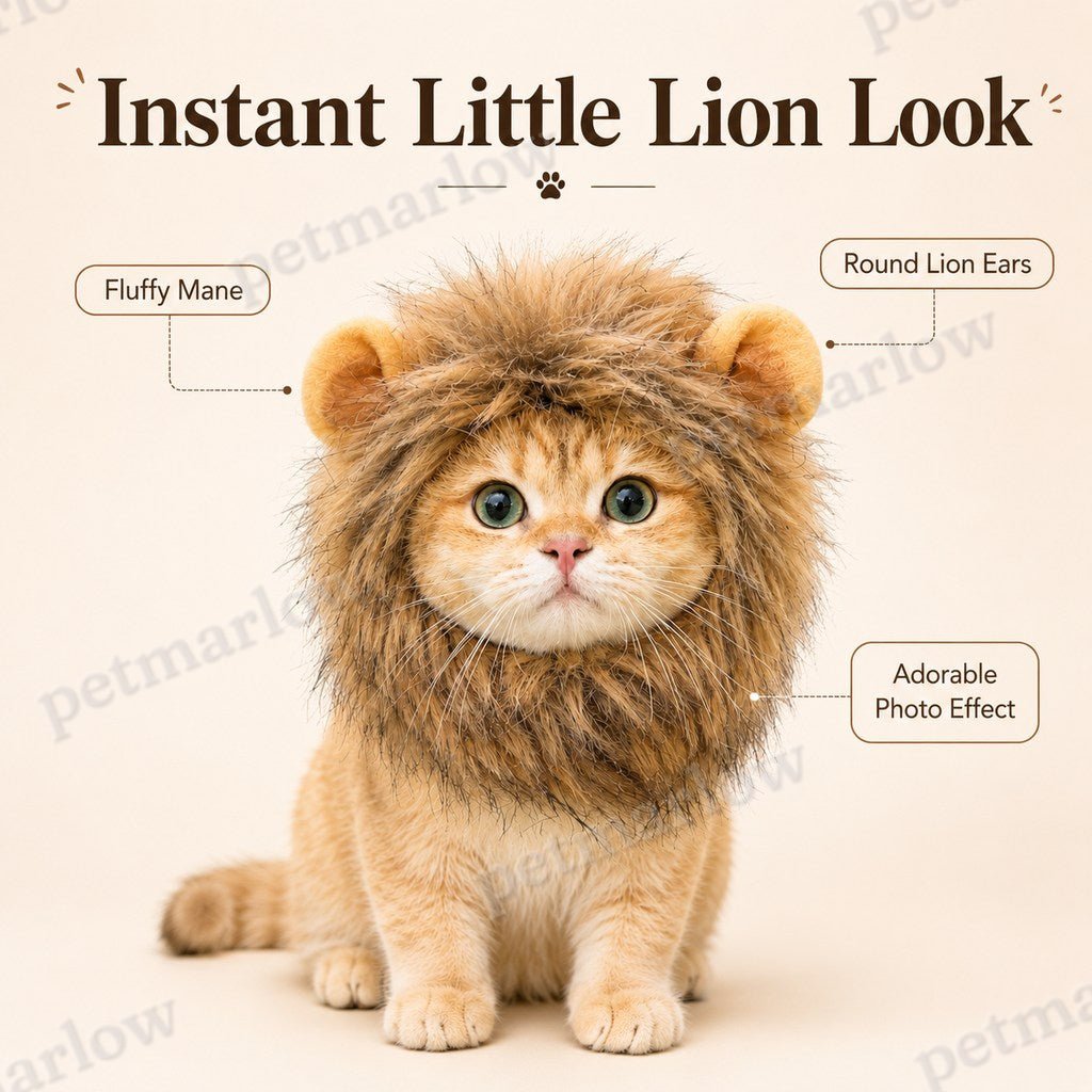 Open-Face Fluffy Faux Fur Lion Mane Headpiece (For Cats & Small Dogs) – view 5