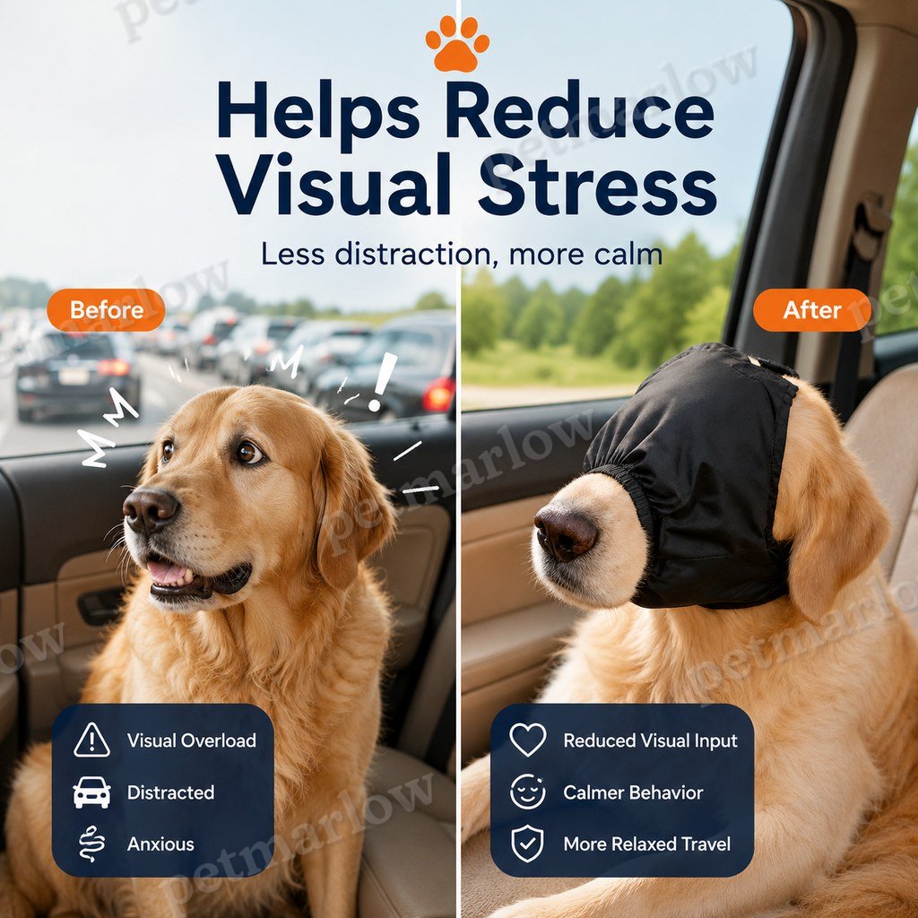 Open-Nose Breathable Dog Calming Mask (Adjustable Quick-Release Strap) – view 2