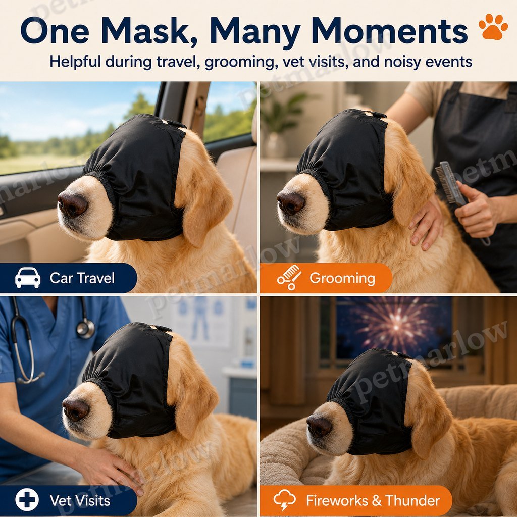 Open-Nose Breathable Dog Calming Mask (Adjustable Quick-Release Strap) – view 5