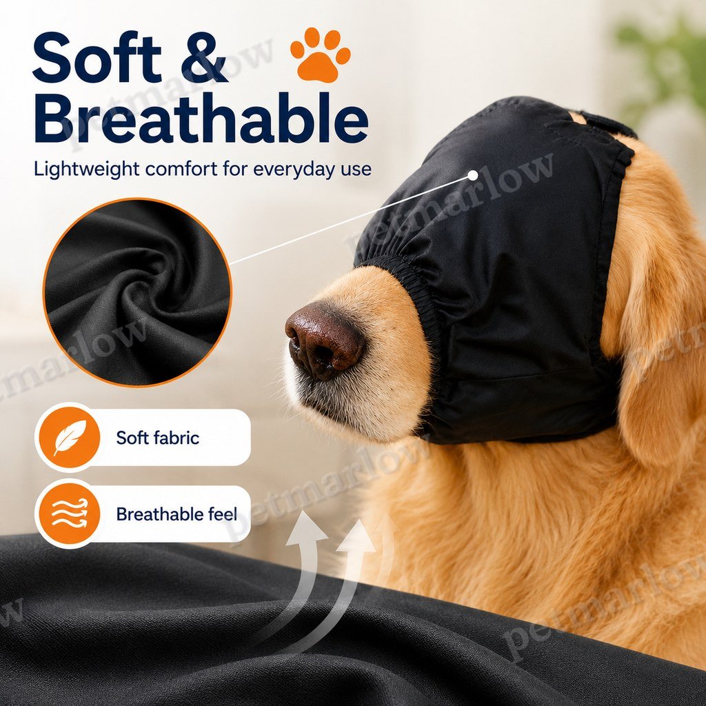 Open-Nose Breathable Dog Calming Mask (Adjustable Quick-Release Strap) – view 6