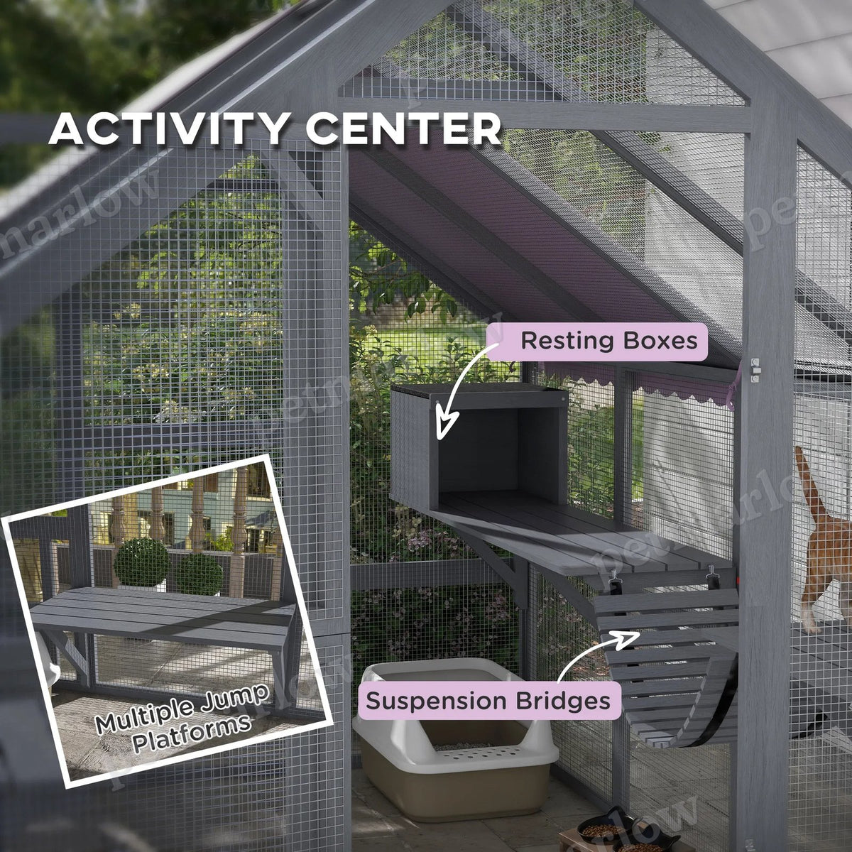 Outdoor Cat Enclosure with Canopy and Platforms for 3-6 Cats – view 3