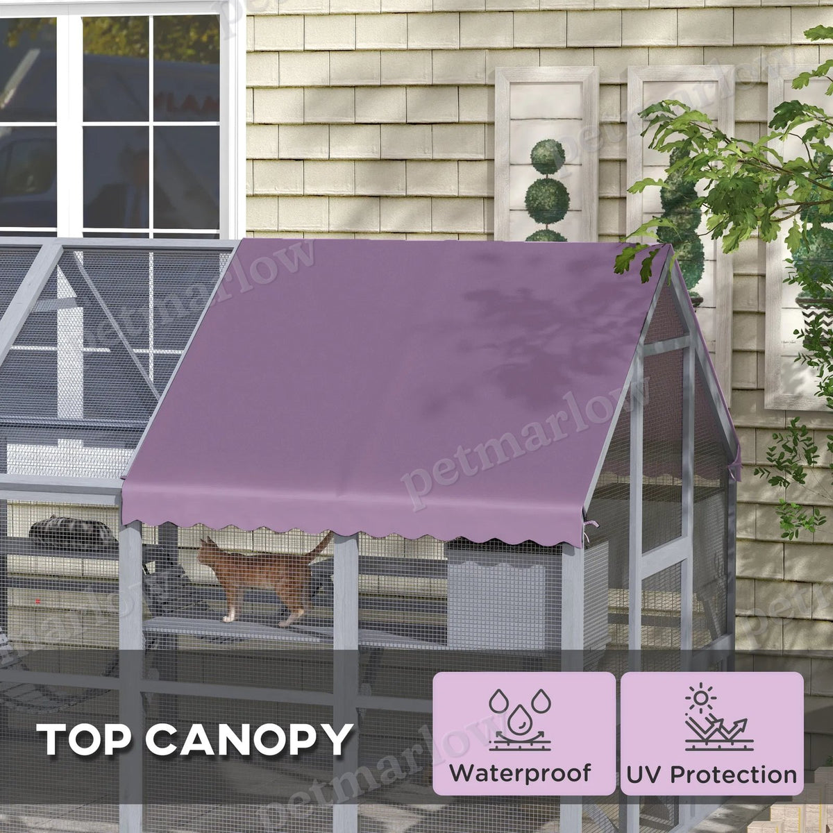 Outdoor Cat Enclosure with Canopy and Platforms for 3-6 Cats – view 5