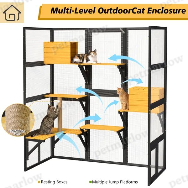 Outdoor Cat Enclosure with Walk-In Access and Elevated Shelves – view 4