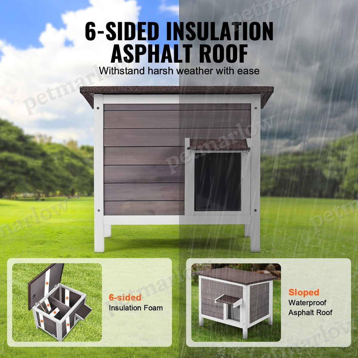 Outdoor Cat House Shelter with Insulation and Roof – view 3