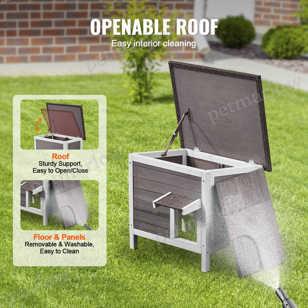Outdoor Cat House Shelter with Insulation and Roof – view 6