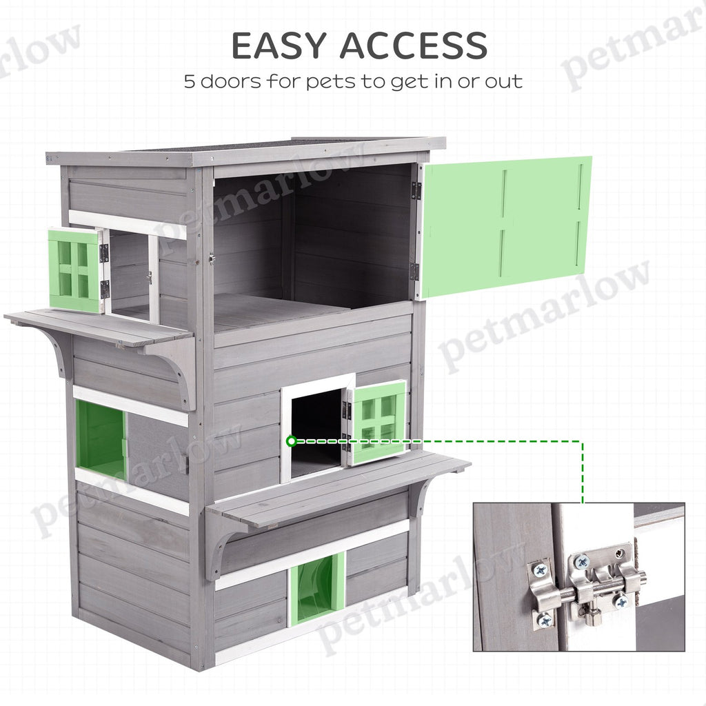 Outdoor Cat House with 5 Escape Doors and Weather Resistance – view 4
