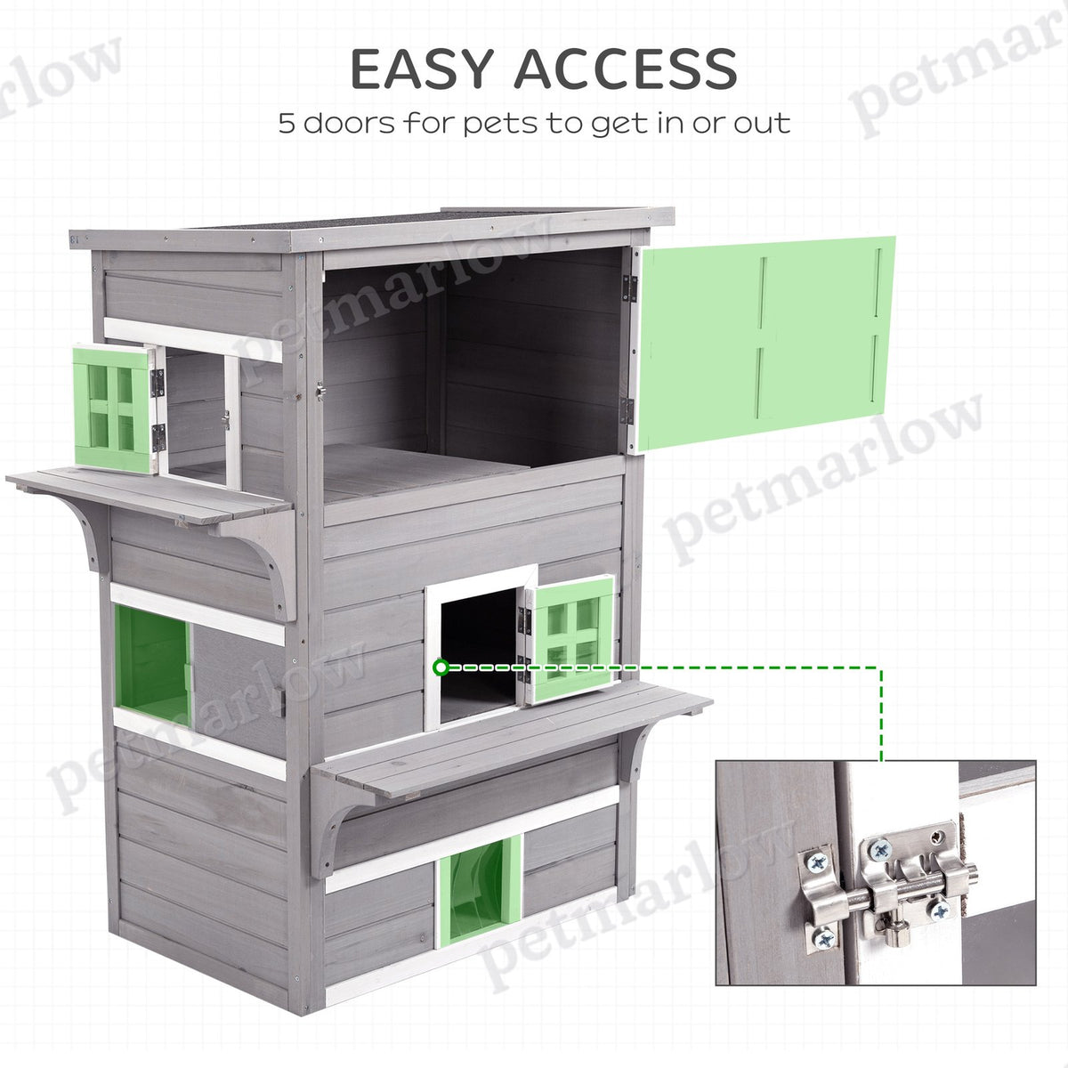 Outdoor Cat House with 5 Escape Doors and Weather Resistance – view 4