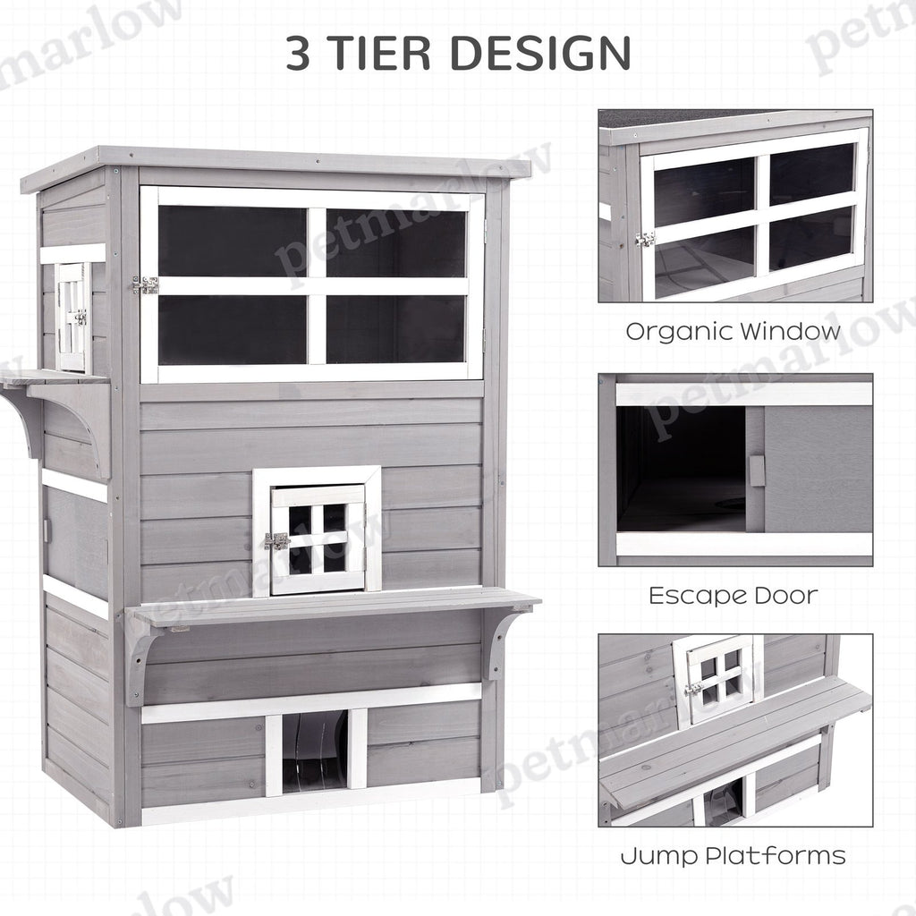 Outdoor Cat House with 5 Escape Doors and Weather Resistance – view 5