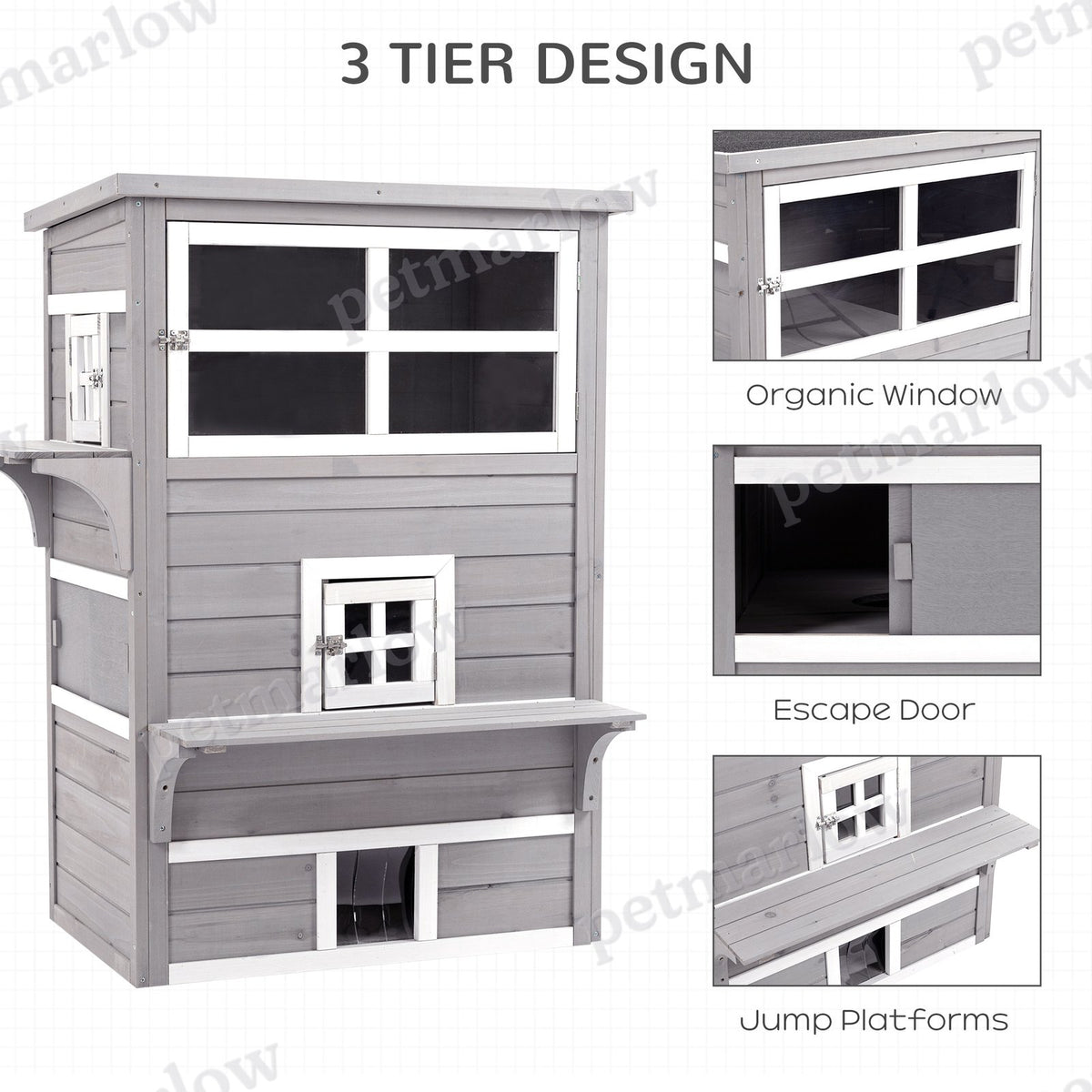 Outdoor Cat House with 5 Escape Doors and Weather Resistance – view 5