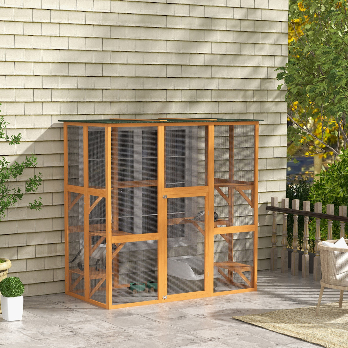 Outdoor Cat House with Elevated Platforms for Cats