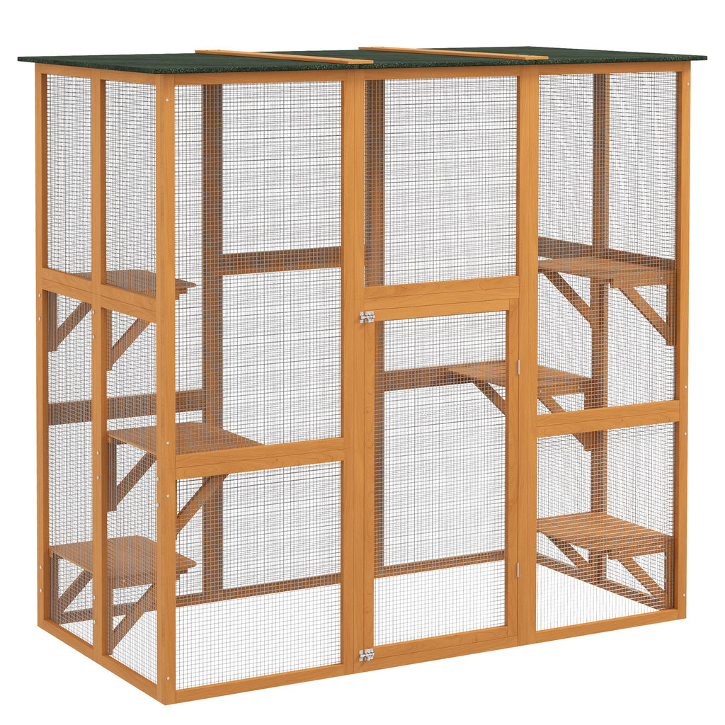 Outdoor Cat House with Elevated Platforms for Cats – Orange / 1400x670x155 mm