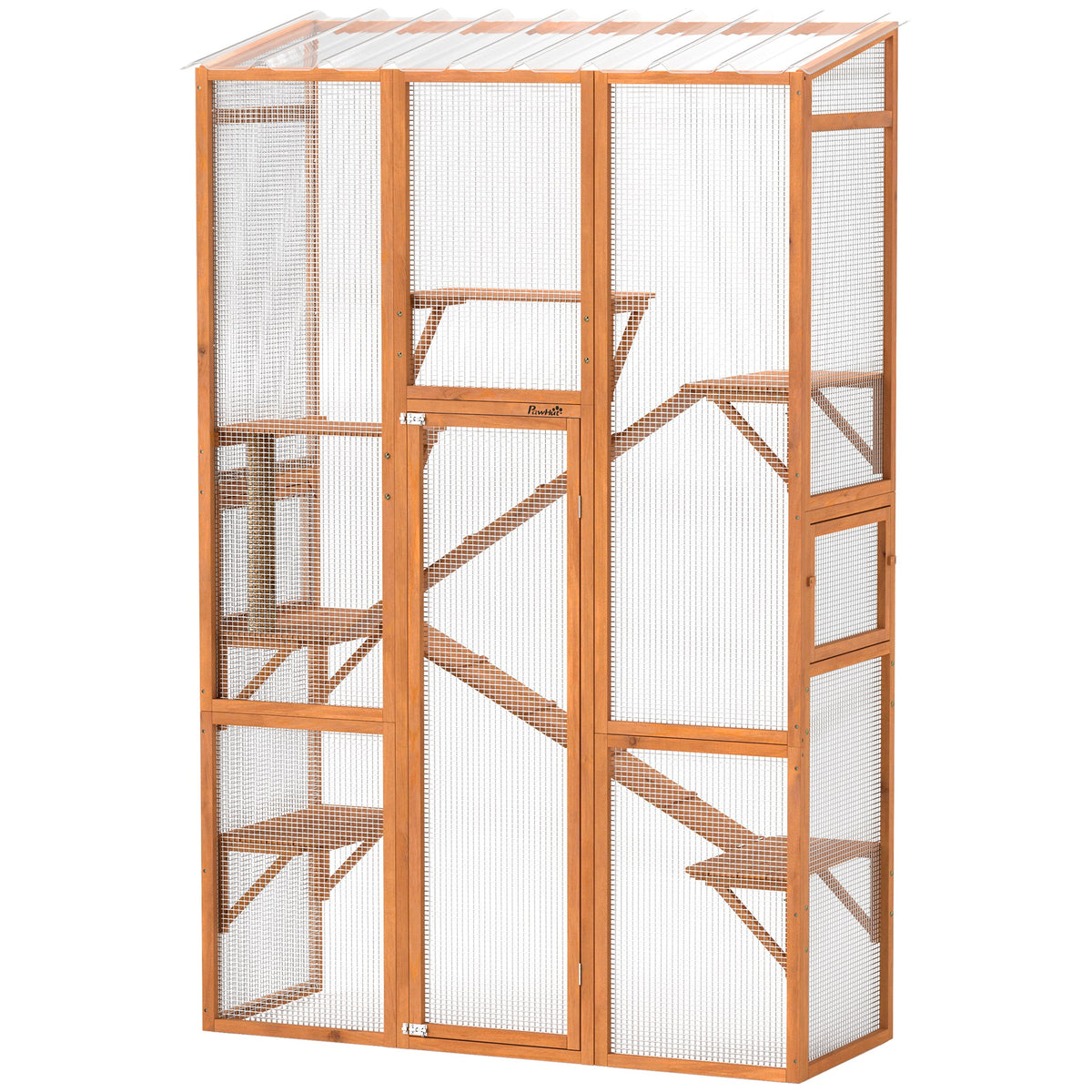 Outdoor Catio Cat Enclosure with Jumping Platforms and Ramps – Orange / 1670x600x95 mm
