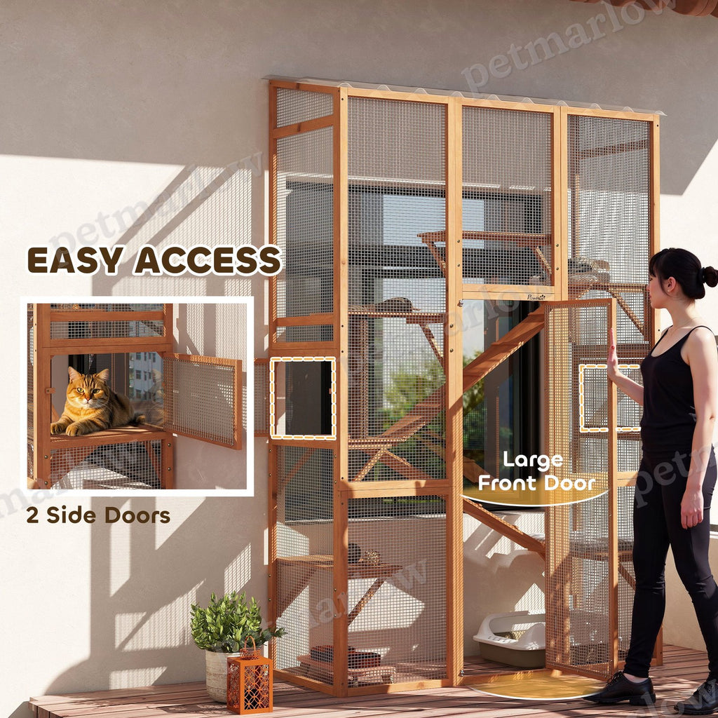 Outdoor Catio Cat Enclosure with Jumping Platforms and Ramps – view 6