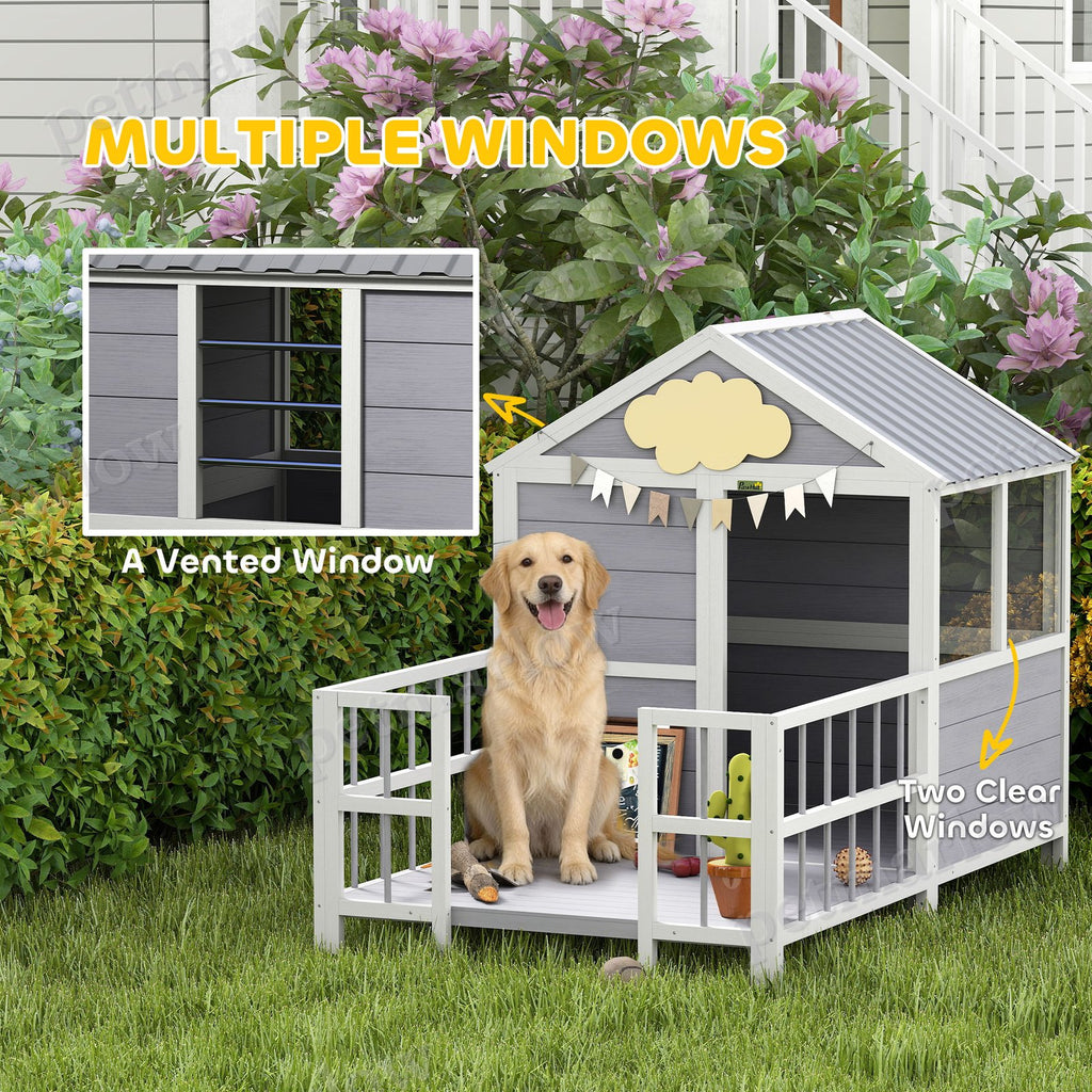 Wooden Dog House with Porch and Weatherproof Roof – view 3
