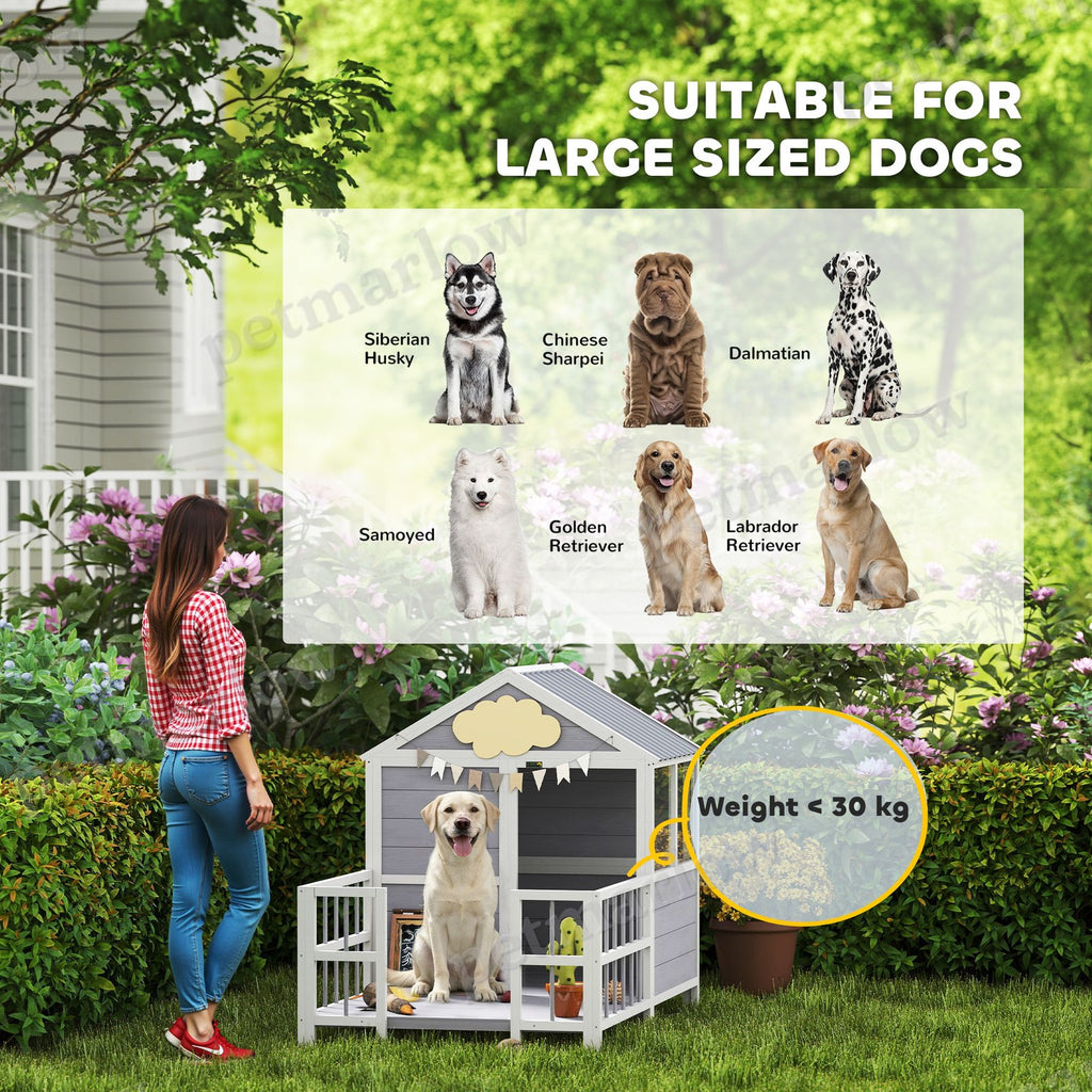Wooden Dog House with Porch and Weatherproof Roof – view 4