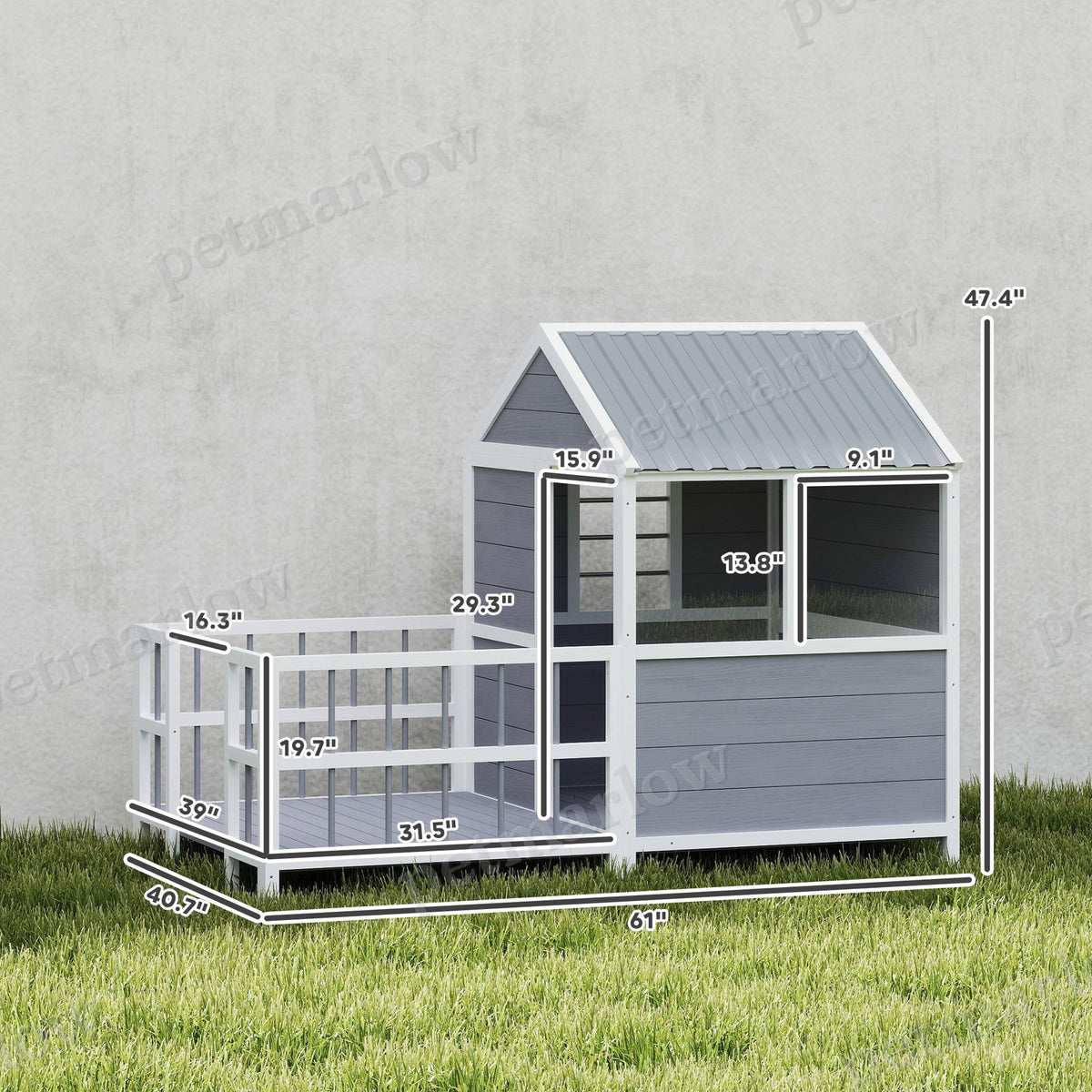 Wooden Dog House with Porch and Weatherproof Roof – view 5