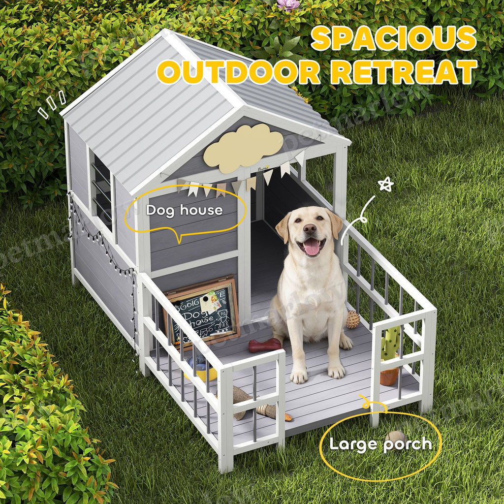 Wooden Dog House with Porch and Weatherproof Roof – view 6