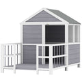Wooden Dog House with Porch and Weatherproof Roof – Gray / 990x320x820 mm