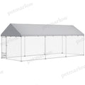 Outdoor Dog Kennel with Adjustable Bowl Rack – Silver / 1285x410x290 mm