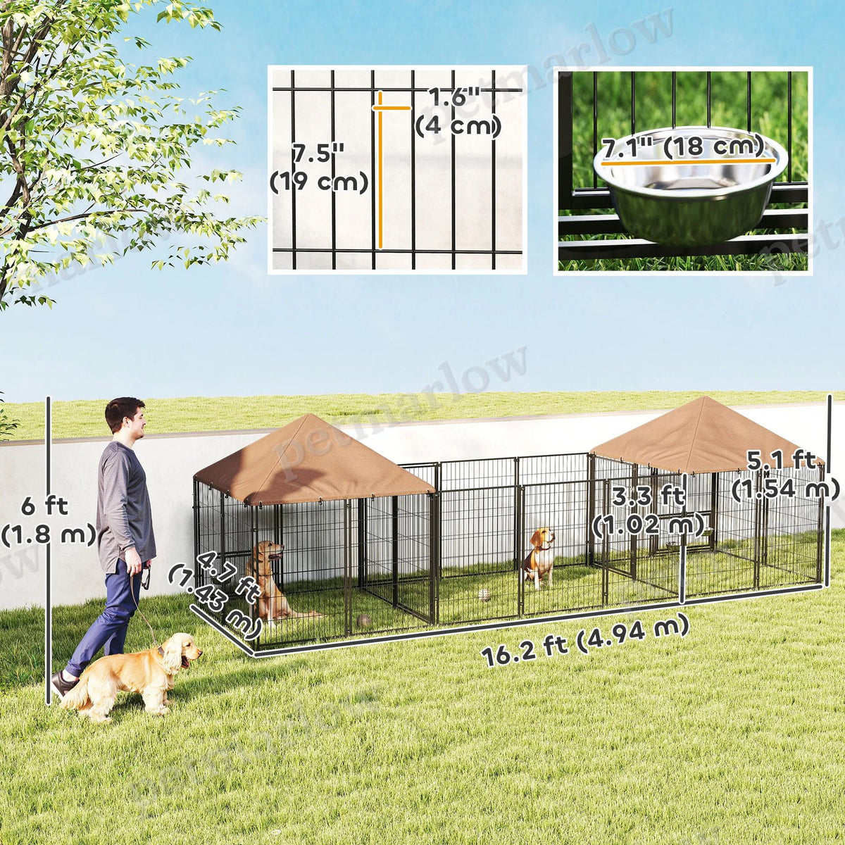 Outdoor Dog Kennel with 2 Rooms – view 5
