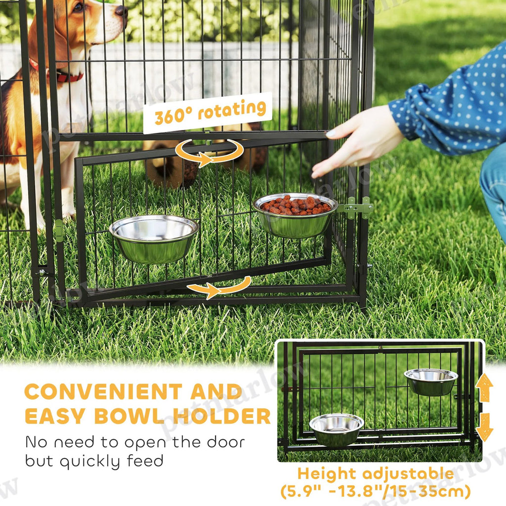 Outdoor Dog Kennel with Adjustable Height Bowls and UV Cover – view 3