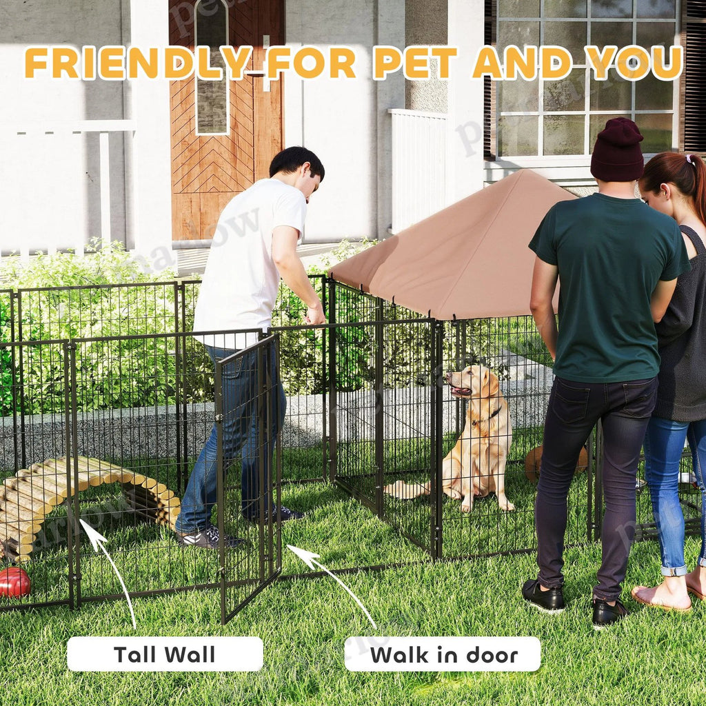 Outdoor Dog Kennel with Adjustable Height Bowls and UV Cover – view 4
