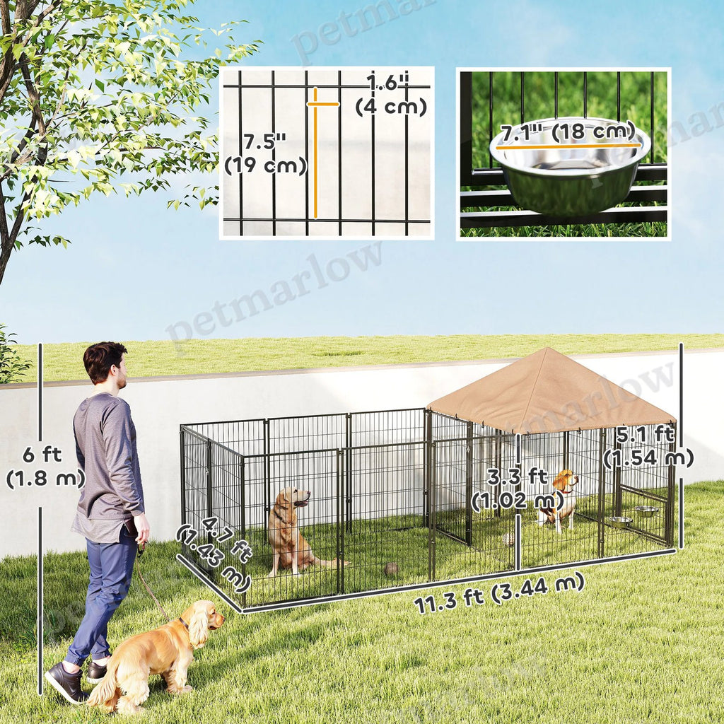 Outdoor Dog Kennel with Adjustable Height Bowls and UV Cover – view 5